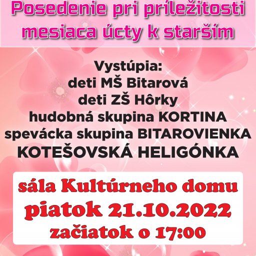 Obec Bitarová - Plágat Mesiac úcty k starším (formát A1 594 × 841 mm)